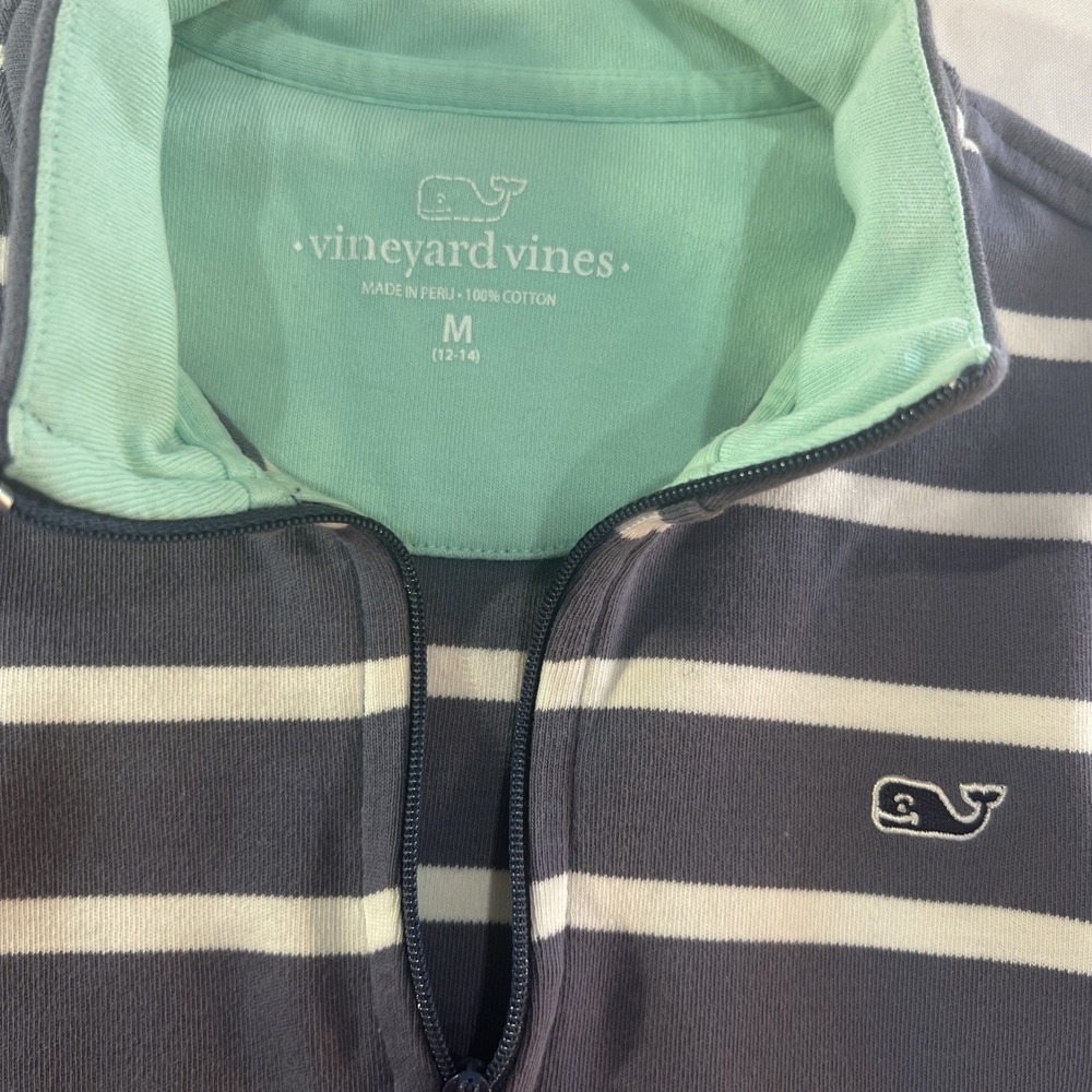Vineyard‎ Vines Nautical Medium 12-14 Gray 1/4 zip pullover top Sweater warm 475 - Picture 3 of 12